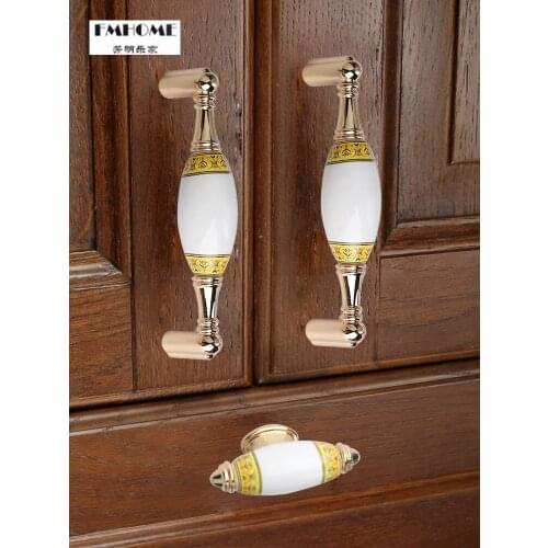 128mm fashion beautyful ceramic gold wardrobe kitchen cabinet door handle bronze drawer tv cabinet cupboard knob handle pull 5"
