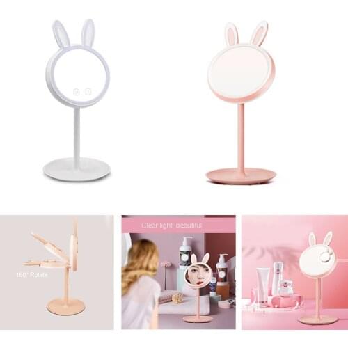 180 Degree Rotation Rabbit Eye Protective Makeup Mirror LED Light Table Lamp TK-ing