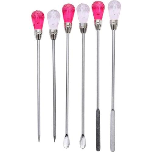 2 Sets Silicone Resin Mold Tool Set Stirring Needle Spoon Jewelry Making Kit, Pink+Rose Red