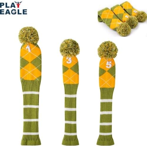 3pcs Knit Wood Golf Covers Pom-pom Driver Fairway Woods Protect Headcover Decoration Accessories
