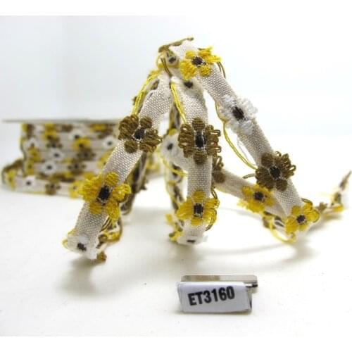 3 Yards 3/8 Inches Colorful Woven Embroidery Trim|Yellow Brown|Curtain Decoration|Supplies|Ribbon Trim|Clothing|Cushion Cover