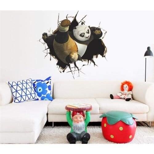 3d vivid Kungfu panda guitar height measure wall stickers for kids rooms animals wall decals mural art