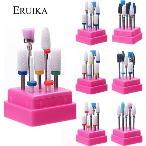 7pcs Ceramic Milling Cutters for Manicure Nail Drill Bits Set Rotary Burr Ceramic Rainbow Electric Machine Accessory Nail Tools