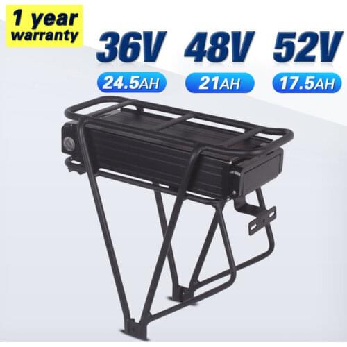 Electric Bike Battery 36V 48V 20AH 52V 17AH 350w 750W 1500w Rear Rack Trunk Ebike Battery Double Layer Luggage Carrier
