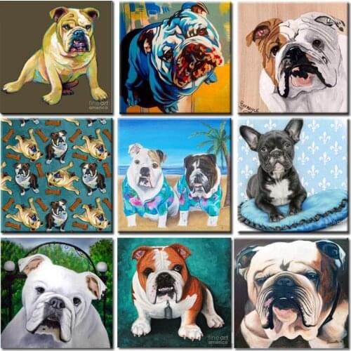 Cute pet dog Diamond Painting english bulldog,5d diy Embroidery Mosaic Cross-Stitch animal puppy Full square/round Drill Z01