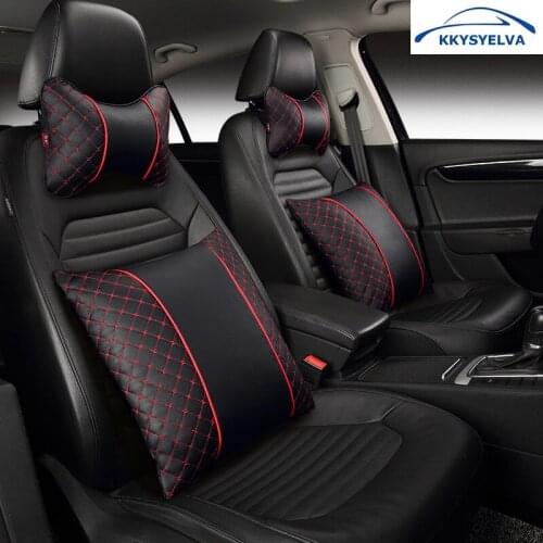 KKYSYELVA Car Neck Pillows Lumbar Support for office Chair Auto Headrest Waist Support Pillow Interior Accessories Car Styling