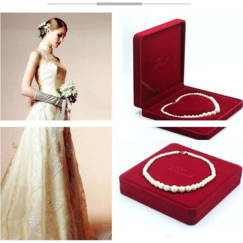 Big Velvet Pearl Necklace Box Case Heart Core Jewelry Packaging Box Storage Gift Boxes Jewelry Carrying 19x19x4cm 30pcs/lot