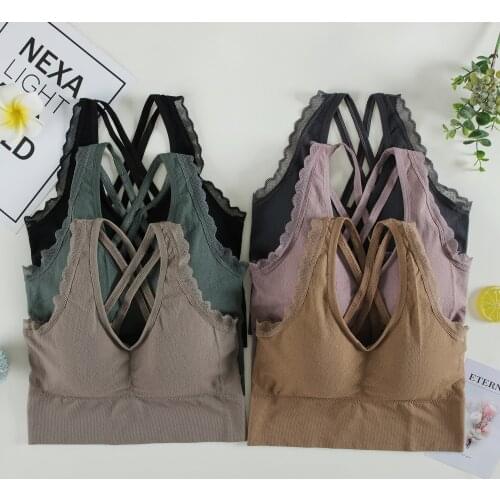 Sexy Lace Seamless Tube Top Bra Women Cotton Wireless Bralette Sleeveless Tops Streetwear Breathable Female Underwear