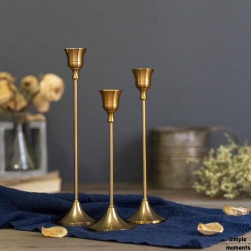 Simple Moments 3 PC/set Retro Bronze Candle Holders Wedding Party Vintage Metal Candlestick Home Decor Christmas Candle Holders
