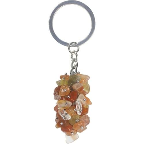 FYSL Silver Plated Circle Many Colors Irregular Shape Quartz Stone Key Chain for Gift Trendy Jewelry