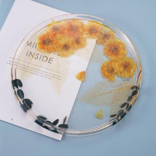 Crystal Epoxy Resin Mold Coaster Round Tray Mirror Plate Casting Silicone Mould DIY Crafts Jewelry Making Tool