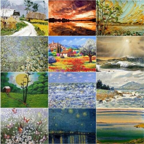 5D Diy Diamond Oil Painting Picture Full Round Square Drill Idyllic Scenery Landscape Mosaic Embroidery Home Decor Handmade Gift