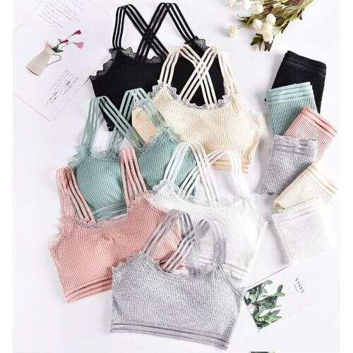 2021 Womens New High-Elastic Cotton Beauty Back Tube Top Wormwood Skin-Friendly And Antibacterial Lingerie Set