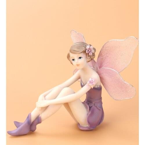 Beautiful Girl Creative Gifts Resin Angel Ornaments Home Decoration Miniature Flower Fairy Figurines Wedding Decoration(Sitting