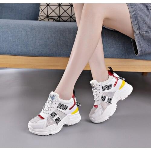 Womens Shoes Casual Sport Sneakers Womens Vulcanize Shoes Thick Sole Running Breathable Female Chunky Sneakers