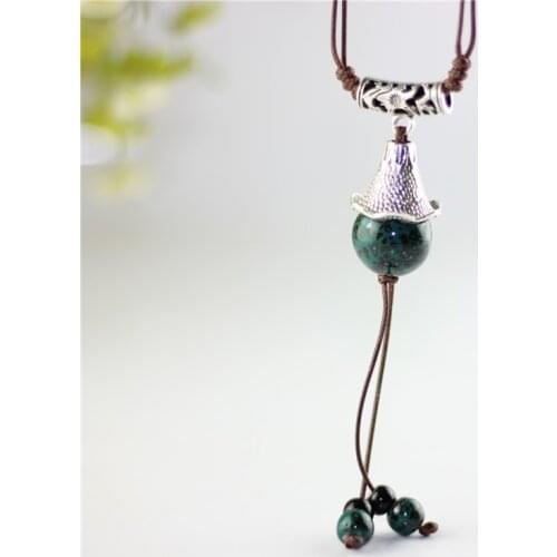 L Miredo jewelry wholesale simple ceramic necklaces womens coin wood collar stone boho necklace pendant free shipping #1418