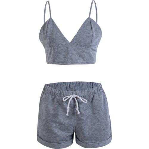 2021 Fashion Summer Casual Two Piece Set Vest + Shorts Sleepwear 2PCS Sportswear Womens Clothes Pajama Sets