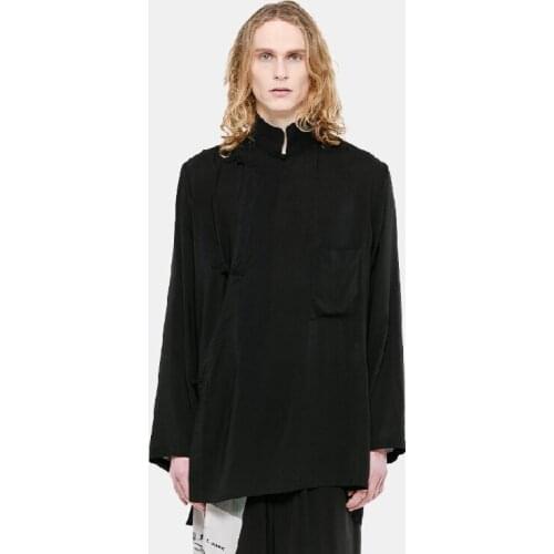 Mens Shirt Stand Collar Loose Chinese Style Casual Slim Fit Fashion Long Sleeve Shirt Button Shirts Men Large Size Clothing