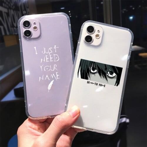 Soft Transparent Phone Case for Iphone 11 12 Pro Max XS MAX 8 7 6 6S Plus X SE 2020 XR Rem and Misa Death Note Cover Fundas Capa