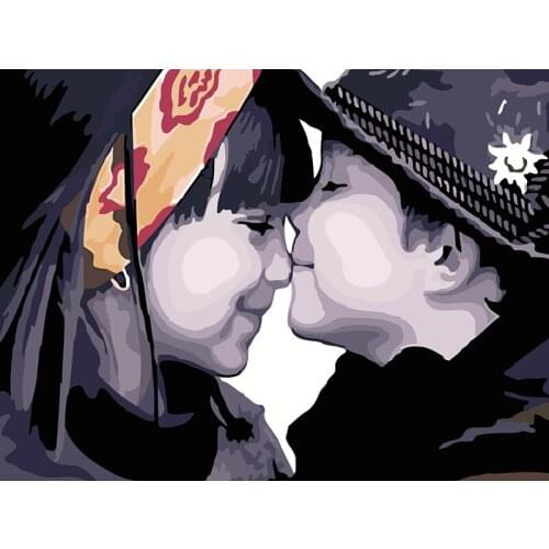 DIY Digital Painting By Numbers child kiss castle oil painting mural Kits Coloring Wall Art Picture Gift frameless