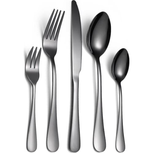 5-piece Dinner Set Stainless Steel Dinnerware Flatware Set Knife Fork Spoon Mirror Finish Dishwasher Safe Silverware Set