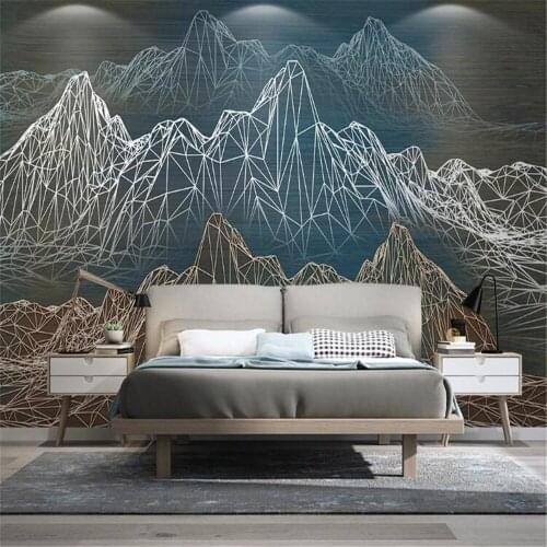 Milofi custom 3D printing wallpaper mural new Chinese style abstract geometric landscape living room sofa background wall