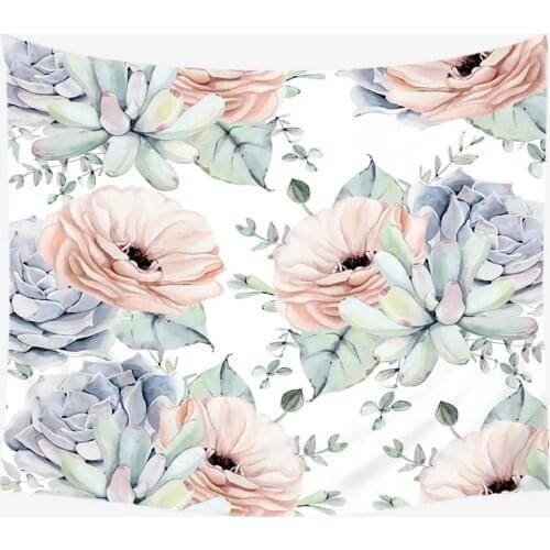 Pink Floral Tapestry Wall Hanging Tropical Leaf Gray Marble Tapestries Floral INS Flower Wall Decor Girl Home Decor Wall Carpet