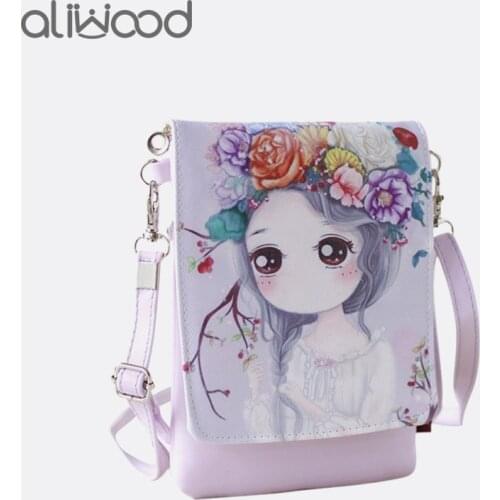 2021 New Cartoon Print Women Messenger Bags PU Leather Female Shoulder Bags Purse and Handbags Girls Mini Crossbody Bag