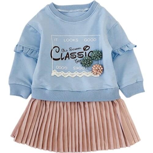 New Children Girls Spring Autumn Korean Version Costume Kids Girls Trend school uniform college style Dress Hooded Pleated Dress