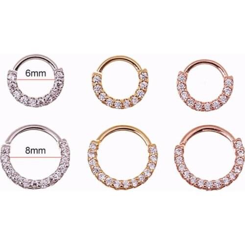 1PC 6-8mm Nose Hoop Rhinestone Ring Helix Cartilage Tragus Earring Cartilage Hoop Ear Piercing Jewelry Nose Ring Nose Studs