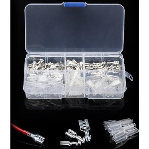 120pcs 2.8mm 4.8mm 6.3mm Crimp Female Spade Terminals Insulating Sleeves For Connectors Kit Wire Connectors