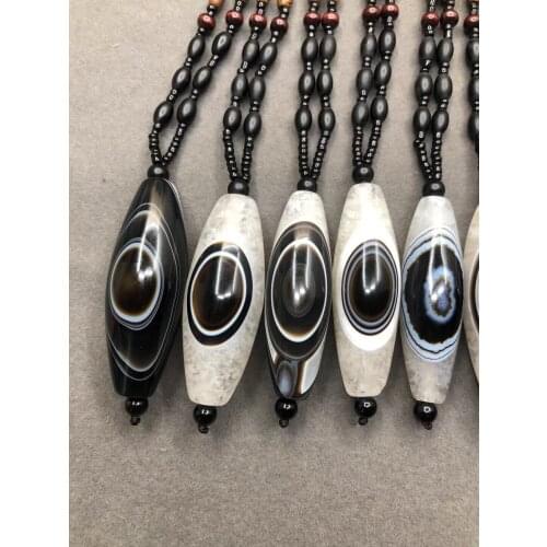 Mens Woman‘s Necklace Sweater Chain Natural Eyes Agate Prophet Earth Gods Sheep Eye Dzi Beads Stylish Simplicity Nationality