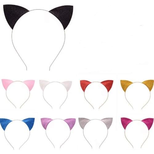 Cat Ears Headband Cute Lovely Glitter Cat Ear Headwear Glitter Hair Bands Headbands Head Hoop Clasps LX1407
