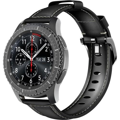 Leather Strap for Samsung Galaxy Watch 3 45mm Gear S3 22mm Watch Band for huawei watch gt 46mm amazfit gtr 47mm Wrist Strap