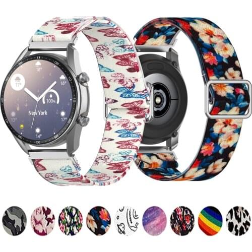 Wrist Strap For Samsung Galaxy Watch 3/Active 2/46mm/42mm/Gear S3 Adjustable Elastic Nylon Loop Bracelet For Huawei GT2 Pro Band