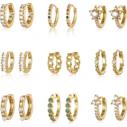 Real 100% 925 Sterling Silver Punk Hip-Hop Cuba Chain Gothic Studs Earrings for Fashion Women Jewelry Accessories 2021