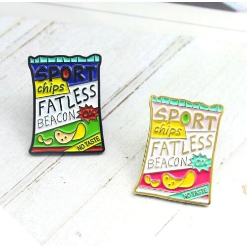 Sports and Leisure Food Brooch Zero Fat Potato Chips Weight Loss Fitness Sportsman Badge Coat Jackets Enamel Pin Accessories