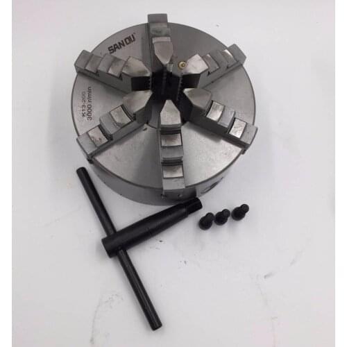 6Jaw Lathe Chuck 200mm Self-centering 8'' Chuck K13 Plain Back Hardened Steel for CNC Milling Lathe Machine