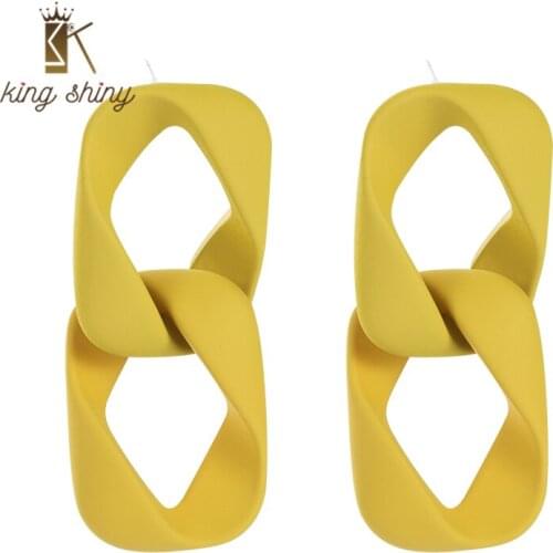King Shiny Temperament Macarone Color Twisted Dangle Earrings Elegant Geometric Statement Drop Earrimhs Girls Party Ear Jewelry