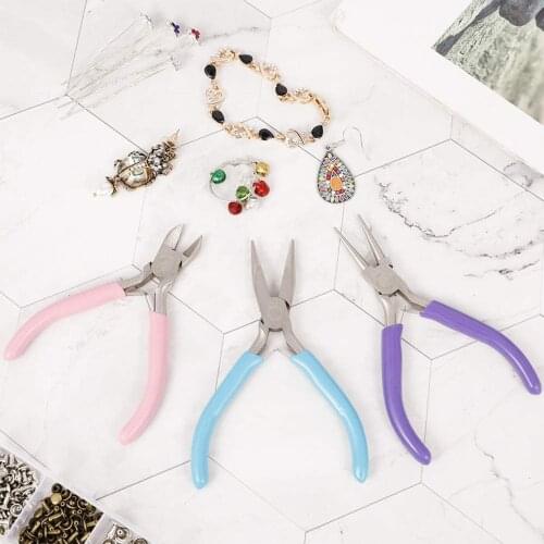 Jewelry Pliers Sets DIY Jewelry Tools kit For Jewelry Making DIY Round Nose Plier Wire Cutter Plier Side Cutting Combo Supply