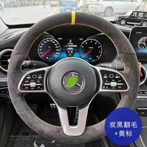 Suede Leather Car Steering Wheel Cover For Mercedes-Benz A B C E G EQC GLA GLB GLC GLS GLE GLK AMG Auto Interior Car Accessories