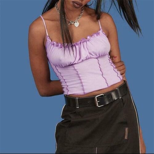 Women Sleeveless Plain Camisole Summer Purple Vest Slim Sling Camis Womens Solid Bodycon Crop Top Sexy Club Summer Casual Tank