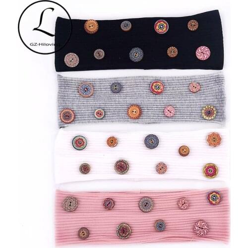 GZhilovingl Boho Women Print Snap Headband 2019 Summer Thin Elastic Cotton Ribbed Hair Band Accessories For Girls Party Headwear