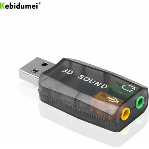 Kebidumei 5.1 virtual External USB Sound Card Audio Adapter 3D USB to 3.5mm MIC Speaker headphone Interface For Laptop PC