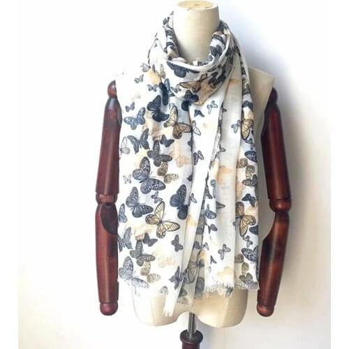 2021 Fashion Women Butterfly Printed Cotton Scarf Printed Scarf 10pcs/lot