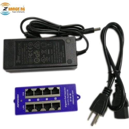 Gigabit PoE Injector Security 4 Port PoE Injector With 24V 60W Power Supply Popular Network Accessories