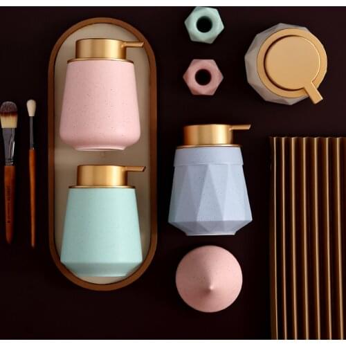 400ml European Style Ceramics Emulsion Bottles Portable Solid Color Latex Bottles Liquid Soap Dispensers Bathroom Decoration