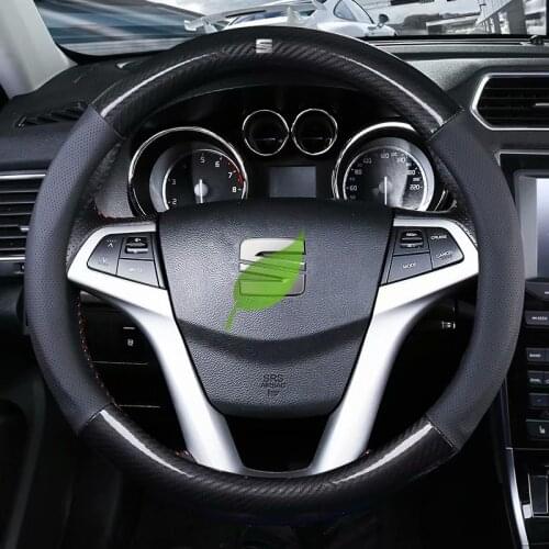 Leather Car Steering-wheels Cover 38cm 15" for Seat Ibiza EL-BORN Leon Toledo Exeo Ateca Arona Tarraco Alhambra