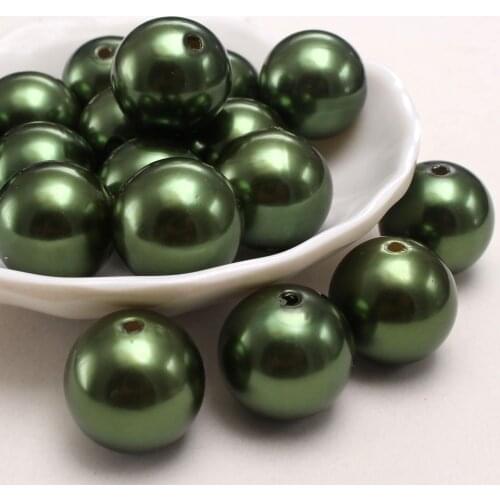 MHS.SUN A31 Olive green Round Plastic Pearls 4MM-30MM With Holes ABS Imitation Pearls Loose Spacer Beads For Jewelry Accessories