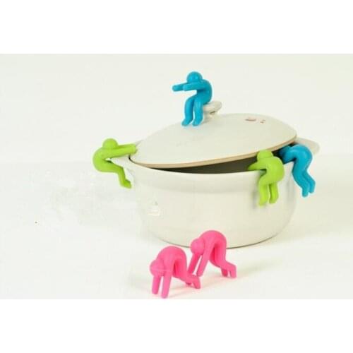 1SET Lid for The Pan Pot Cover Spill Control Silicone People Prevent Overflow Creative Cooking Tools Lid Stand for Spoon OK 0625